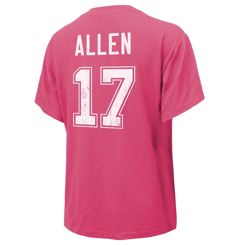 T-shirt Majestic Threads Josh Allen pour femmes, rose Buffalo Bills, nom et numéro