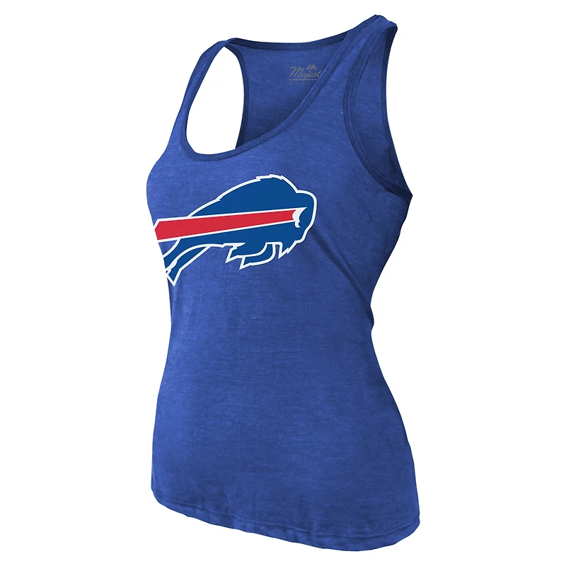 Women's Majestic Threads Josh Allen Royal Buffalo Bills Name & Number Tri-Blend Tank Top