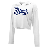 Women's Majestic Threads Josh Allen White Buffalo Bills Glitter Wordmark Hoodie