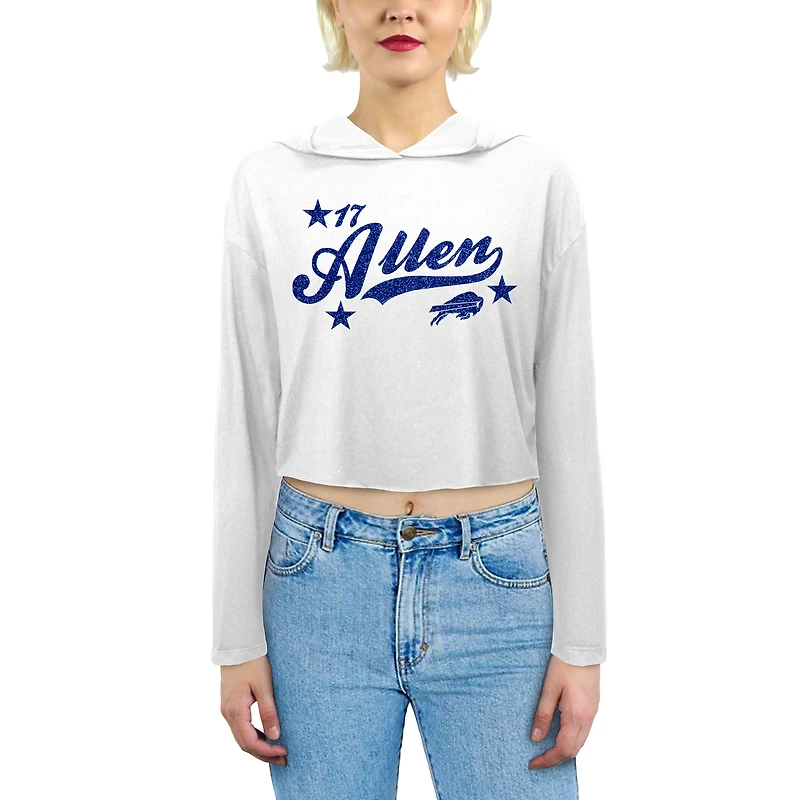 Sweat à capuche Majestic Threads pour femme, modèle Josh Allen blanc paillettes Buffalo Bills