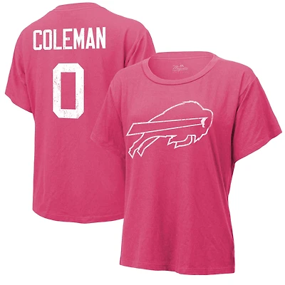 T-shirt Majestic Threads pour femme avec nom et numéro Keon Coleman des Buffalo Bills rose
