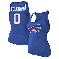 Débardeur à encolure dégagée en mélange tricolore avec nom et numéro des Buffalo Bills de Majestic Threads Keon Coleman Royal pour femme