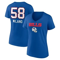 Women's Matt Milano Royal Buffalo Bills Team Wordmark V-Neck T-Shirt
