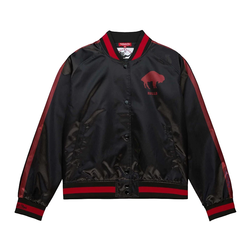 Women's Mitchell & Ness Black Buffalo Bills Raglan Satin Full-Snap Jacket