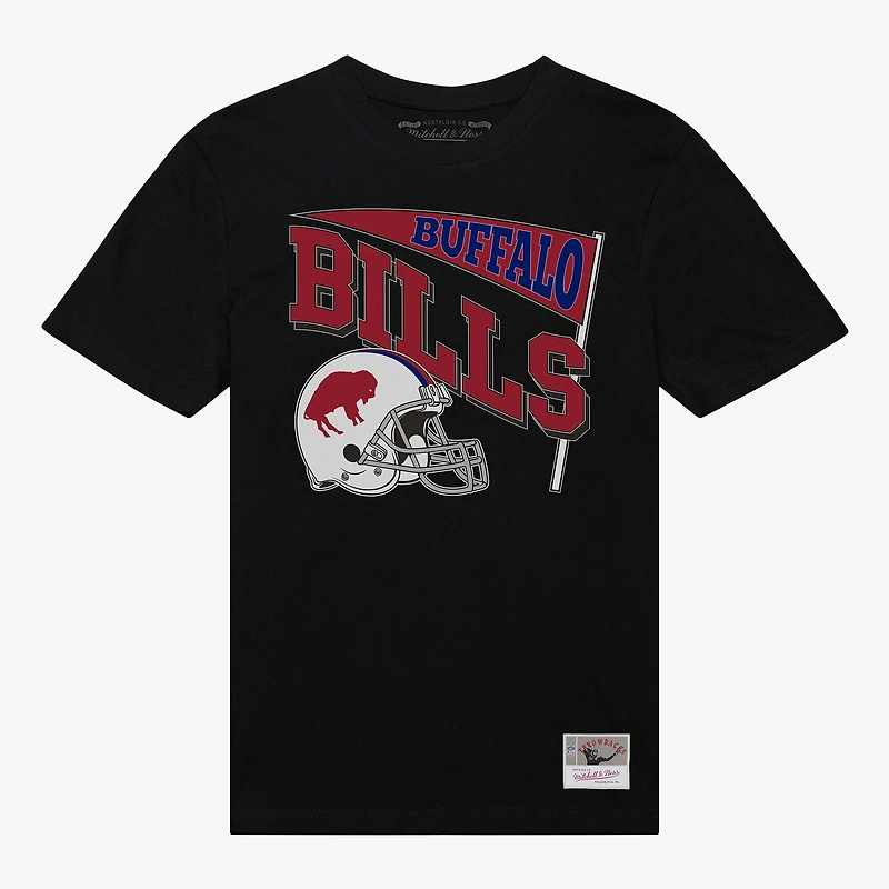 T-shirt noir Mitchell & Ness pour femme, motif Buffalo Bills, coupe boyfriend dynamique