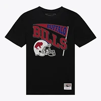 T-shirt noir Mitchell & Ness pour femme, motif Buffalo Bills, coupe boyfriend dynamique