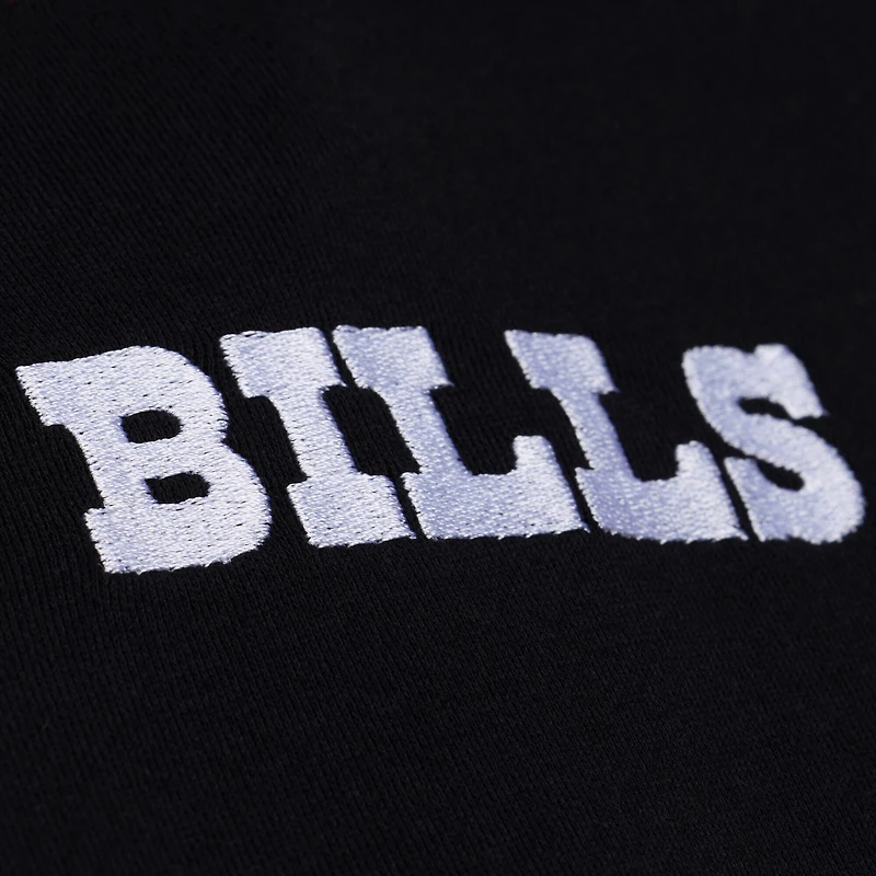 Women's Mitchell & Ness  Black Buffalo Bills Throwback Cropped Long Sleeve Rugby Polo