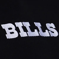 Women's Mitchell & Ness  Black Buffalo Bills Throwback Cropped Long Sleeve Rugby Polo