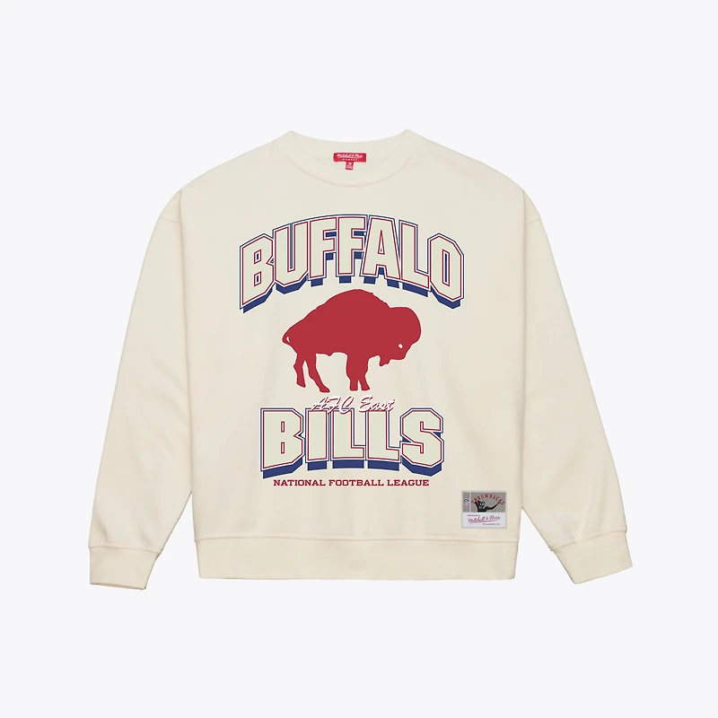 Sweat-shirt Mitchell & Ness crème Buffalo Bills pour femme avec arches ton sur