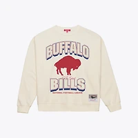 Sweat-shirt Mitchell & Ness crème Buffalo Bills pour femme avec arches ton sur