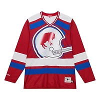 T-shirt rouge en jersey à manches longues Mitchell & Ness Buffalo Bills Big Face 7.0 pour femme