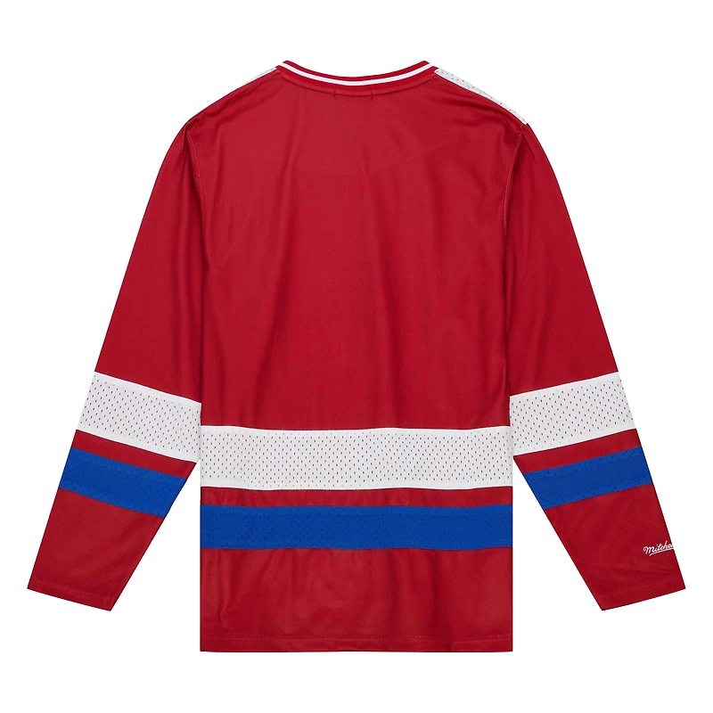 Women's Mitchell & Ness Red Buffalo Bills Big Face 7.0 Long Sleeve Jersey T-Shirt