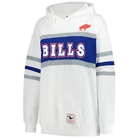 Sweat à capuche rétro Mitchell & Ness blanc Buffalo Bills pour femme, grande taille, avec logo de l'entraîneur-chef
