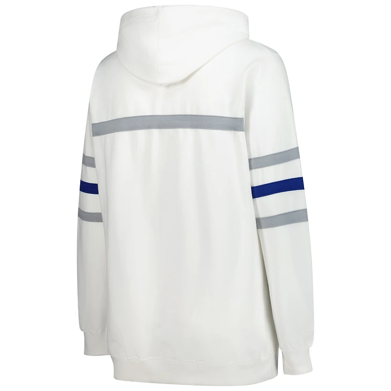 Sweat à capuche rétro Mitchell & Ness blanc Buffalo Bills pour femme, grande taille, avec logo de l'entraîneur-chef