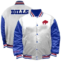 Veste en satin blanche à boutons-pression pour femme Mitchell & Ness Buffalo Bills, grande taille, style rétro