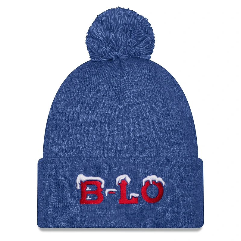 Bonnet en tricot chiné à revers avec pompon pour femme New Era White Buffalo Bills 2025 Rivalries Collection Fan Pack