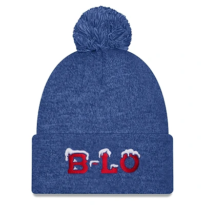 Bonnet en tricot chiné à revers avec pompon pour femme New Era White Buffalo Bills 2025 Rivalries Collection Fan Pack