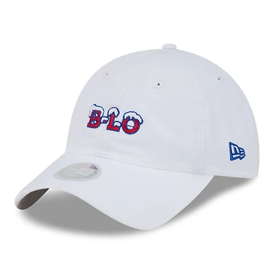 Casquette ajustable 9TWENTY pour femme New Era White Buffalo Bills 2025 Rivalries Collection Fan Pack Ponytail