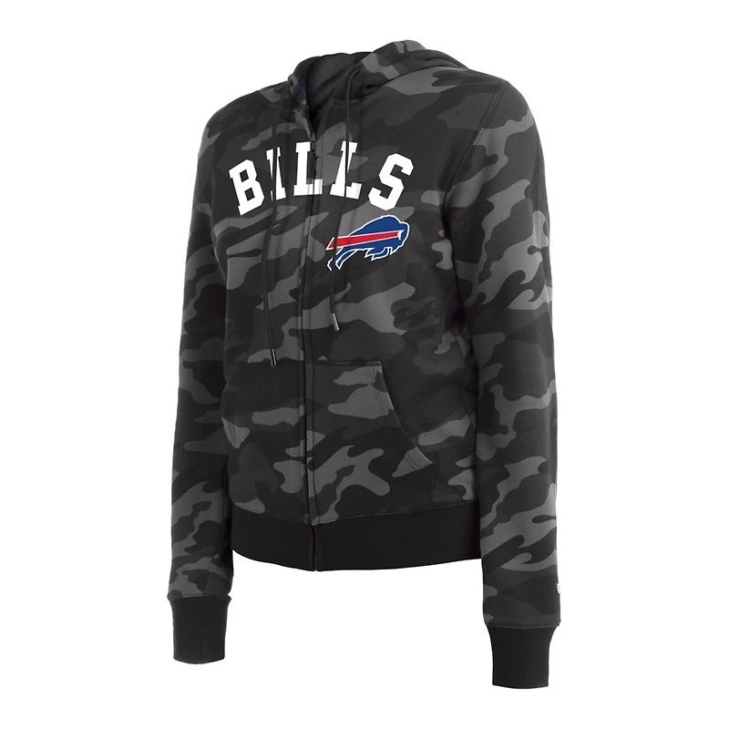 Sweat à capuche noir camouflage Buffalo Bills New Era pour femme