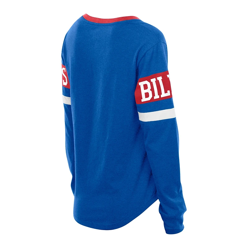 Women's New Era Blue Buffalo Bills Plus Throwback Lace-Up Long Sleeve T-Shirt