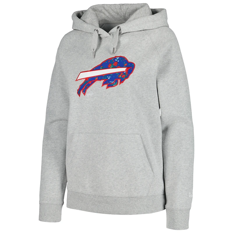 Women's New Era Gray Buffalo Bills Floral Raglan Pullover Hoodie