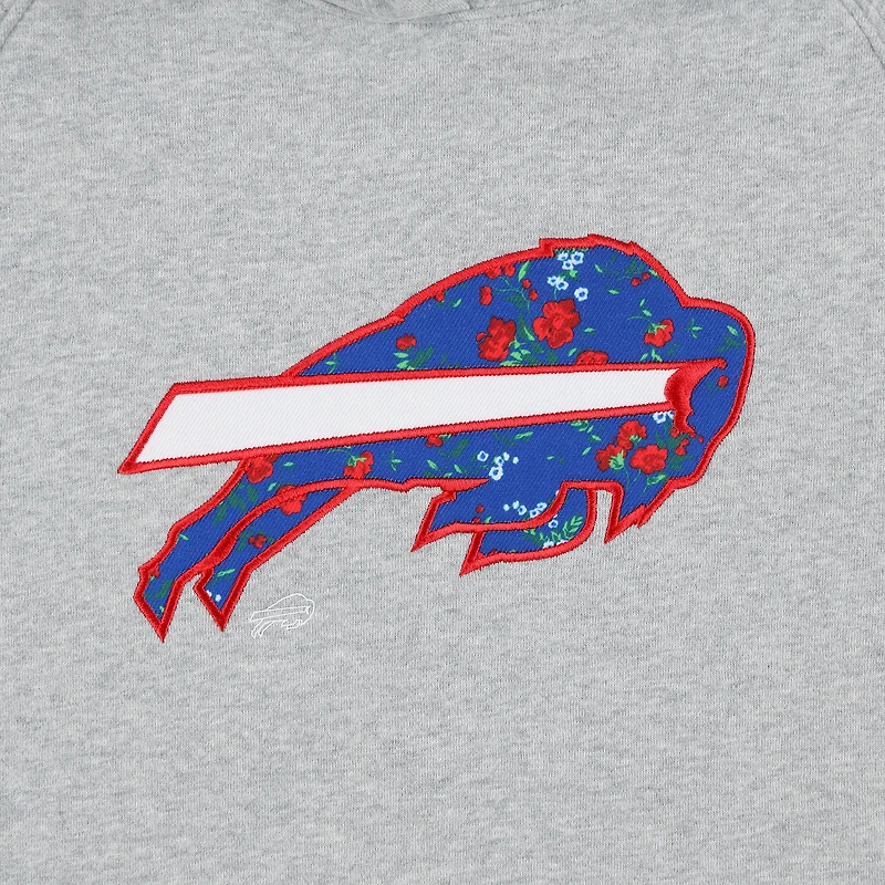 Sweat à capuche raglan floral Buffalo Bills New Era pour femme, gris