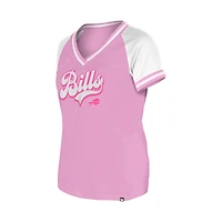 T-shirt col V rose Buffalo Bills pour femme New Era « Maman et moi »