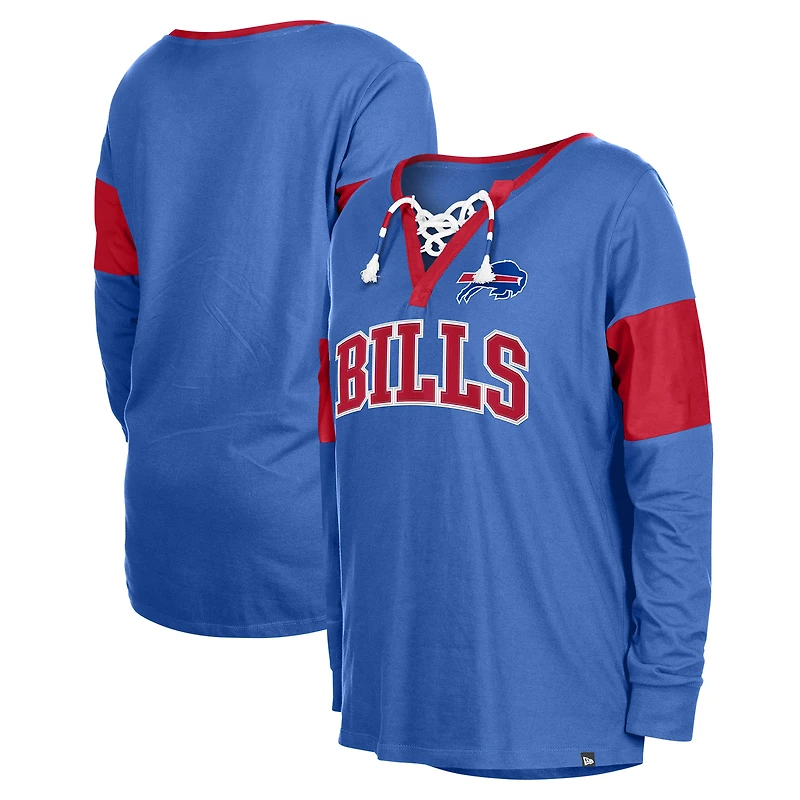Women's New Era Royal Buffalo Bills Lace-Up Notch-Neck Long Sleeve T-Shirt