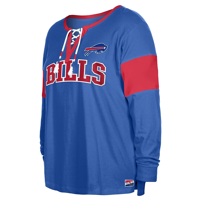 Women's New Era Royal Buffalo Bills Plus Lace-Up Notch Neck Long Sleeve T-Shirt