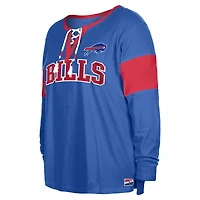 Women's New Era Royal Buffalo Bills Plus Lace-Up Notch Neck Long Sleeve T-Shirt