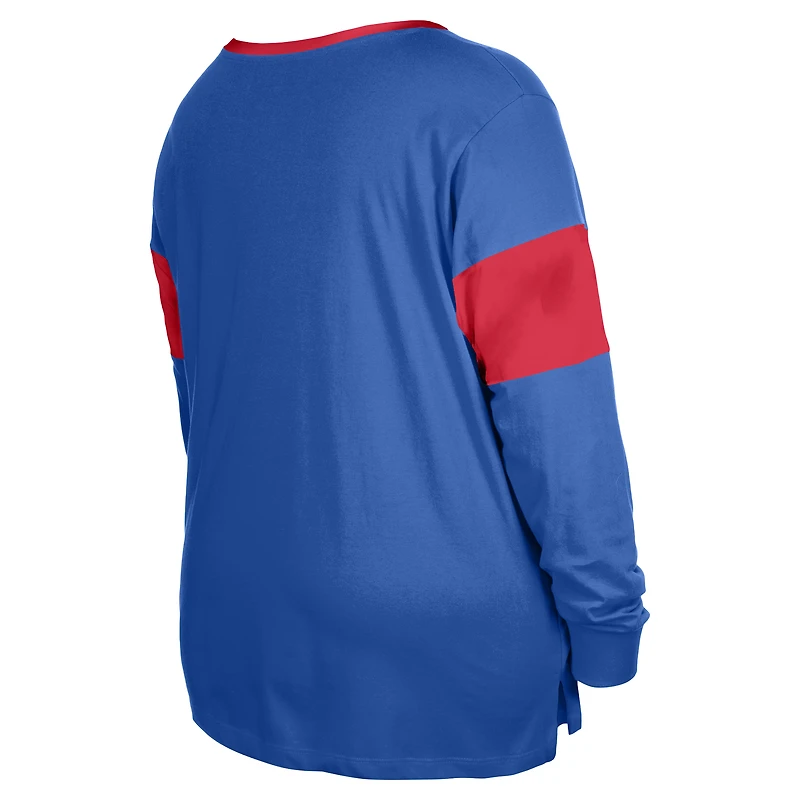 Women's New Era Royal Buffalo Bills Plus Lace-Up Notch Neck Long Sleeve T-Shirt