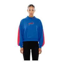 Sweat-shirt à col montant et manches ballon pour femme New Era Royal Buffalo Bills Sport Night
