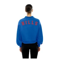Sweat-shirt à col montant et manches ballon pour femme New Era Royal Buffalo Bills Sport Night