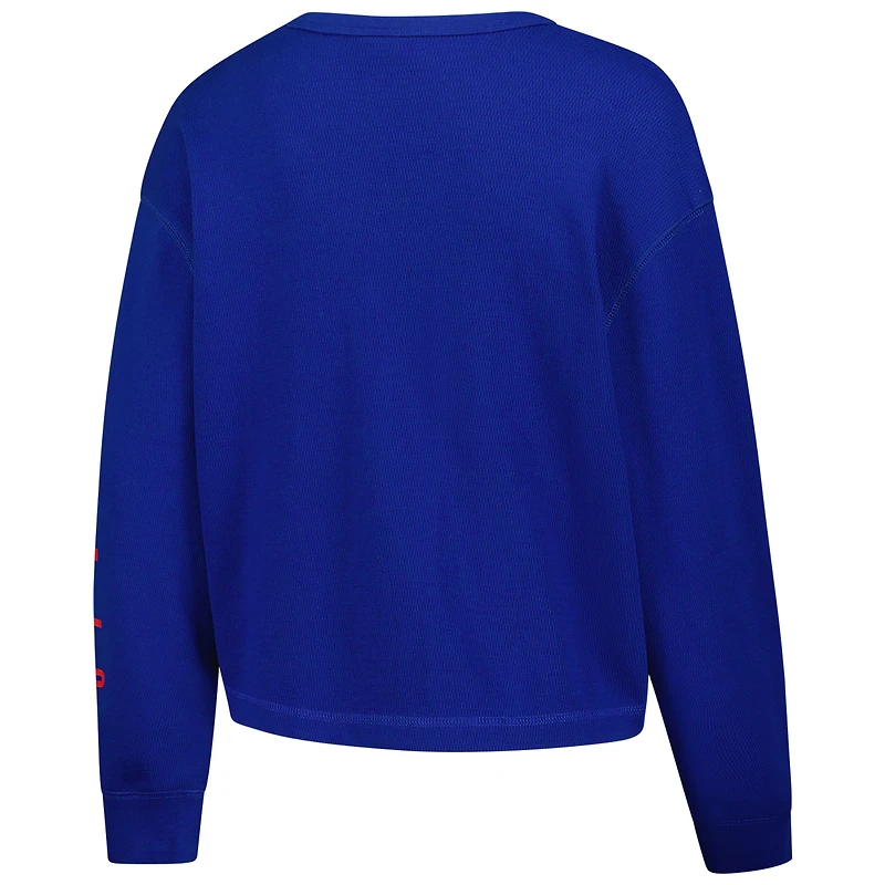 Women's New Era  Royal Buffalo Bills Sport Night Thermal Long Sleeve Cropped T-Shirt