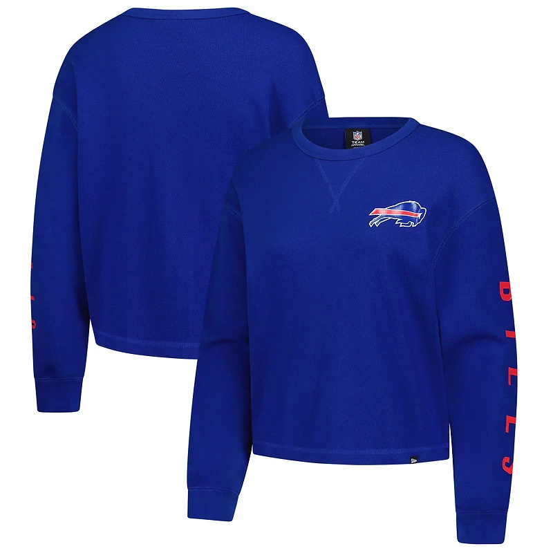 Women's New Era Royal Buffalo Bills Sport Night Thermal Long Sleeve Cropped T-Shirt