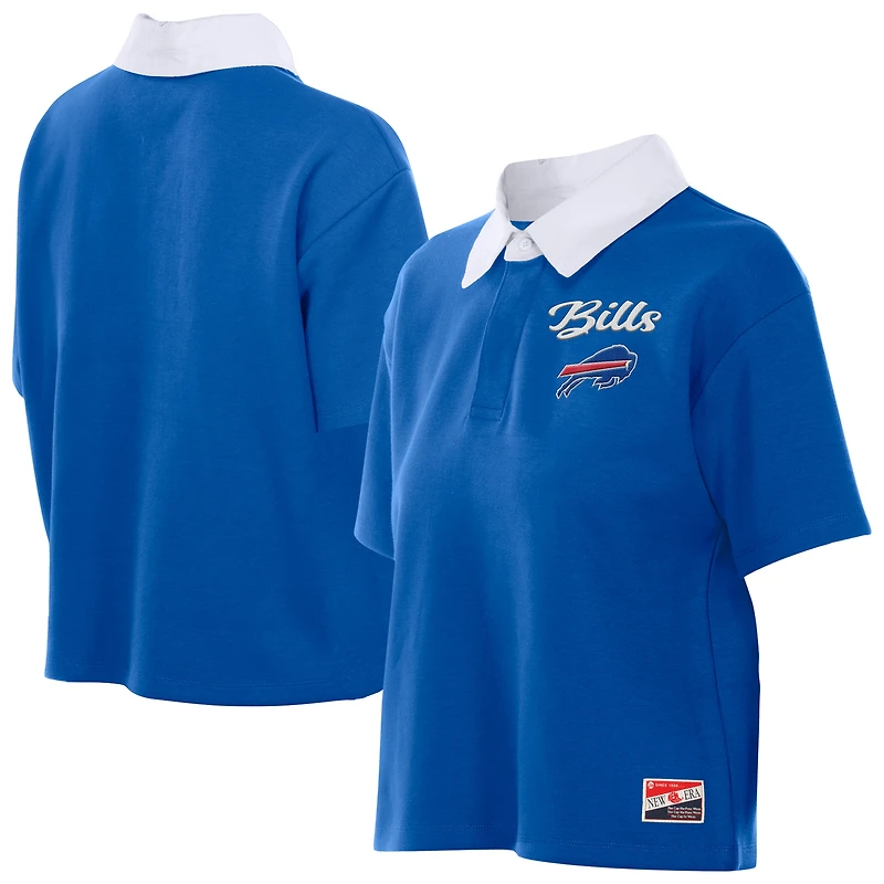Women's New Era Royal Buffalo Bills Throwback Boxy Cropped Polo