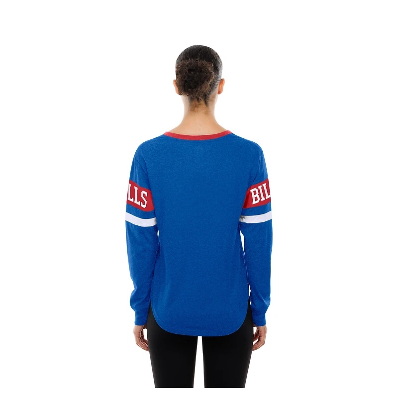 T-shirt à manches longues lacets rétro New Era Royal Buffalo Bills pour femme