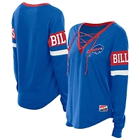 T-shirt à manches longues lacets rétro New Era Royal Buffalo Bills pour femme
