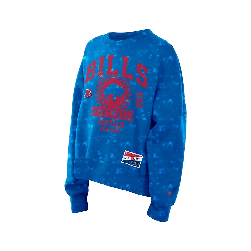 Women's New Era  Royal Buffalo Bills Throwback Oversized Boxy Sweatshirt