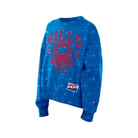 Women's New Era  Royal Buffalo Bills Throwback Oversized Boxy Sweatshirt