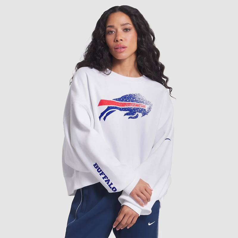 Women's Nike White Buffalo Bills 2025 Rivalries Collection Oversized Phoenix Fleece Sweatshirt
