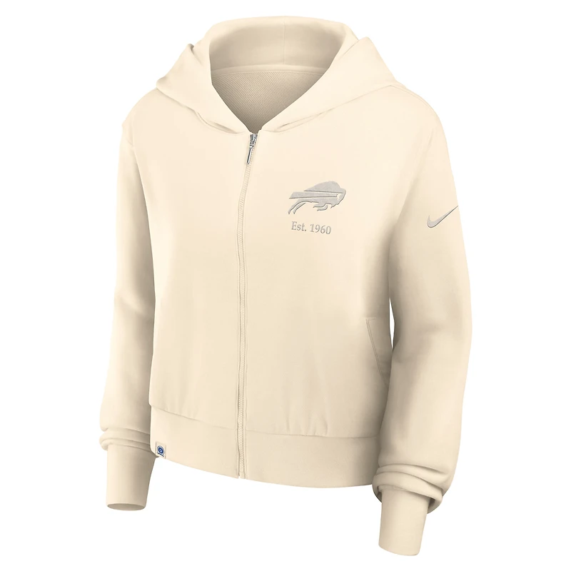 Women's Nike Cream Buffalo Bills Glory Cropped Full-Zip Hoodie