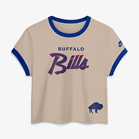 T-shirt court Nike Buffalo Bills Rewind Ringer Mod couleur crème pour femme