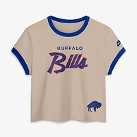 Women's Nike Cream Buffalo Bills Rewind Ringer Mod Cropped T-Shirt