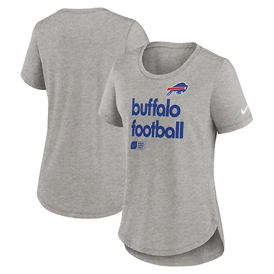 T-shirt Nike gris chiné pour femme Buffalo Bills Team Shout-Out Tri-Blend