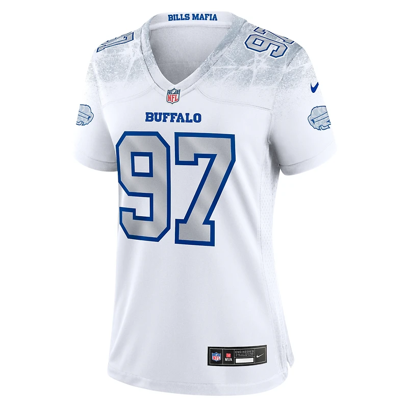 Maillot de match Nike Joey Bosa blanc Buffalo Bills 2025 Rivalries Collection pour femme