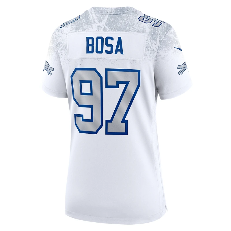 Maillot de match Nike Joey Bosa blanc Buffalo Bills 2025 Rivalries Collection pour femme