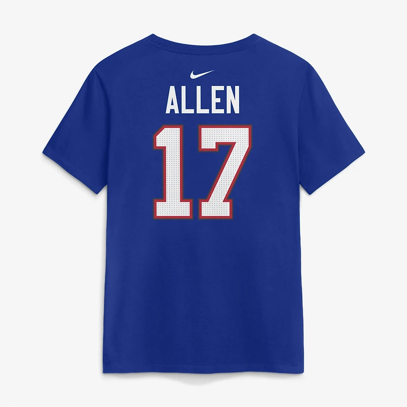 T-shirt Nike pour femme Josh Allen Royal Buffalo Bills avec nom et numéro