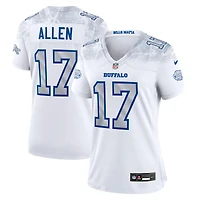 Maillot Nike Josh Allen blanc pour femme, collection Rivalries 2025 des Buffalo Bills