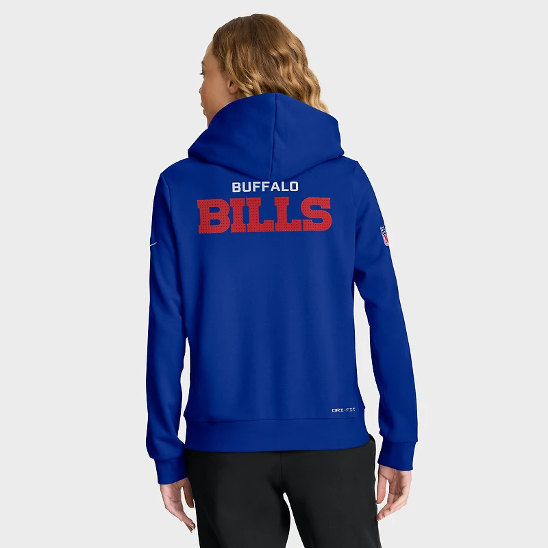 Sweat à capuche Nike Royal Buffalo Bills 2025 Sideline Standard Issue Initial Domicile Dri-FIT pour femme